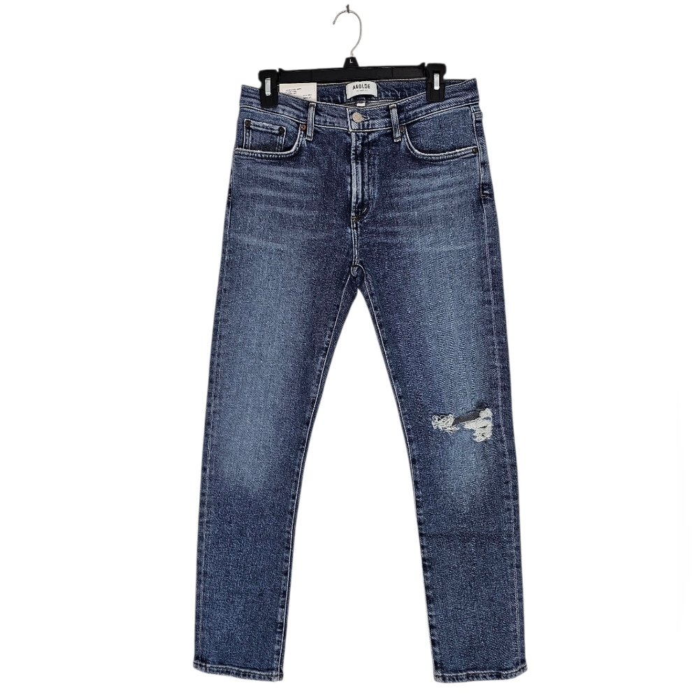 AGOLDE Toni Mid Rise Straight Leg Distressed Blue Jeans 28 NWT